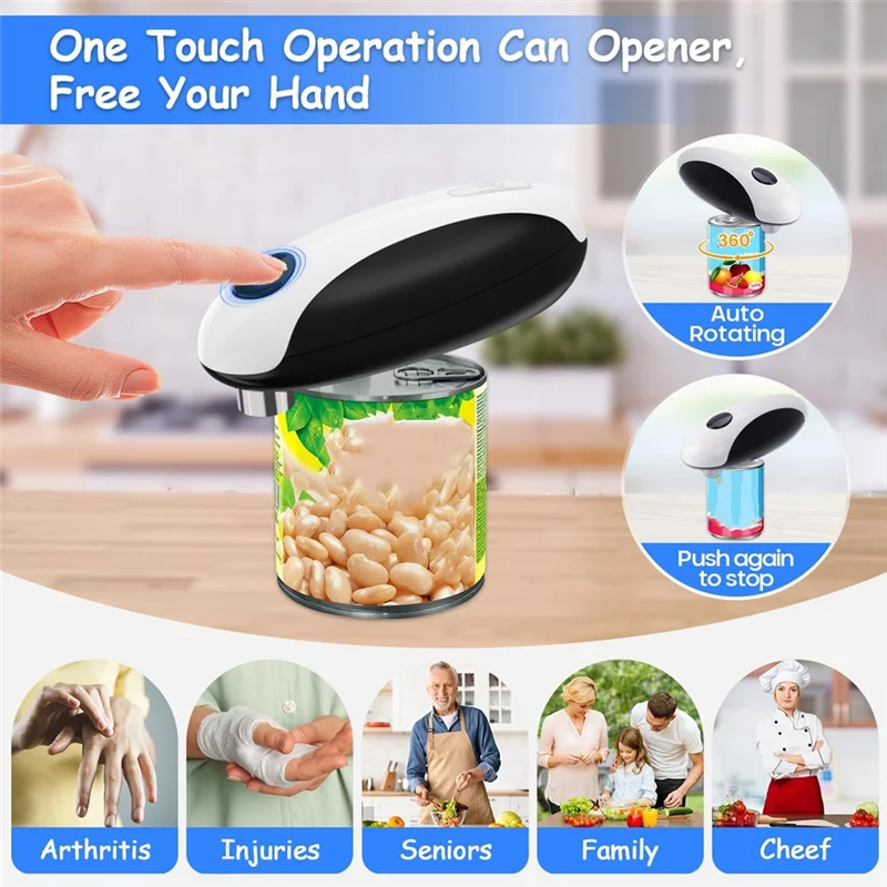 ABBZ- فتاحة علب كهربائية قابلة لإعادة الشحن عبر USB، تناسب جميع أحجام العلب، أدوات المطبخ المحمولة