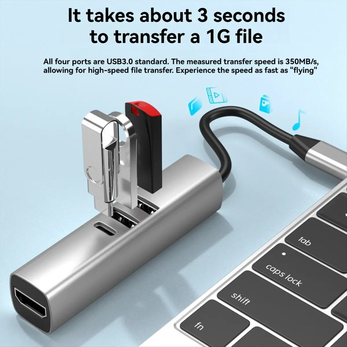 Goodprice 7 in 1 USB C HUB USB 3.0 HDTV 4K 30Hz Video SD TF Card Slot Reader Multi-Ports PD 100W Charging for PC/Laptops A