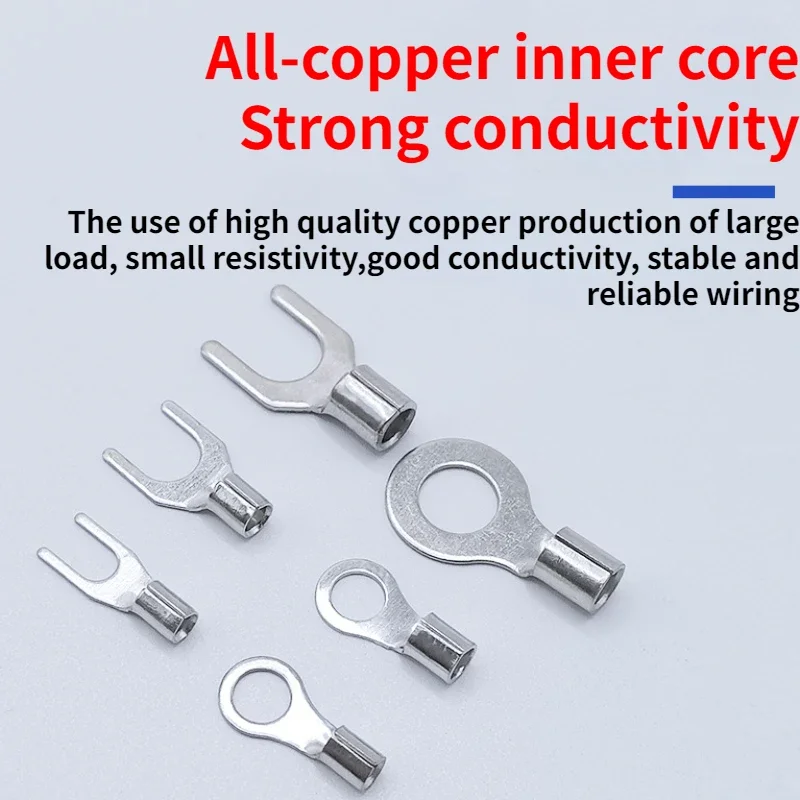 320PCS/Box 10 In 1 Terminals Non-Insulated Ring Fork U-type Brass Terminals Assortment Kit Cable Wire Connector Crimp Spade
