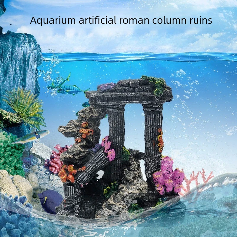 

1PC Fish tank landscaping decorative ornaments, aquarium coral Roman columns, landscaping decorative columns