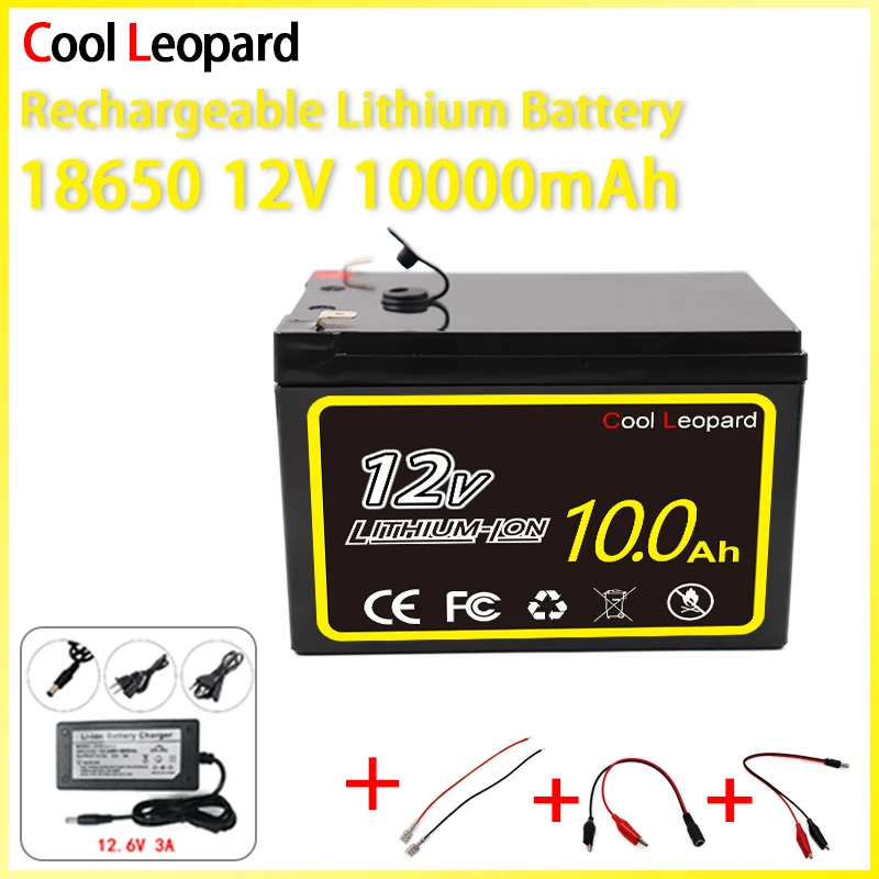 

12V 10Ah 18650 li-ion Battery Pack 10000mAh 12.6V For Sprayer Device Backup Power Ups Surveillance Camera With 20A Balanced BMS