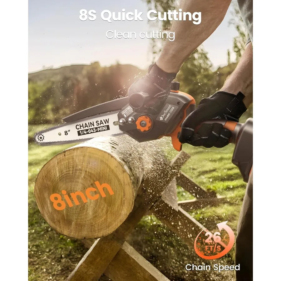 Gergaji Mini Tanpa Kabel dengan Mata Gergaji Listrik 8-inci dan 6-inci Termasuk 2 Baterai Isi Ulang Bertenaga Baterai