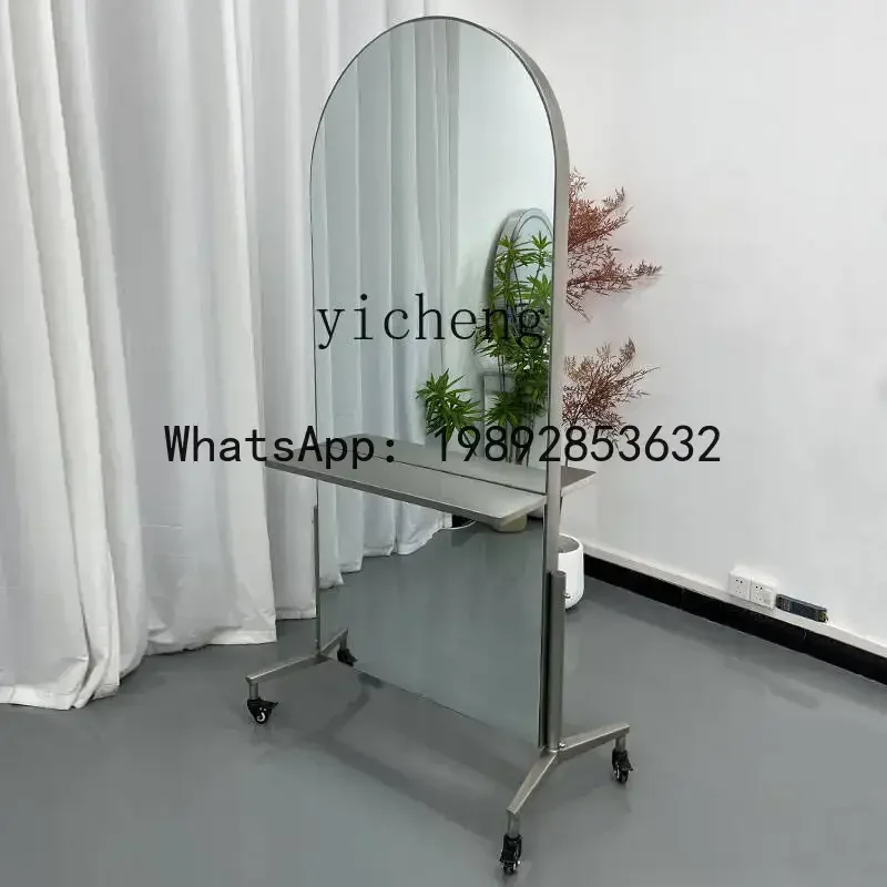 A1  barber mirror table double-sided door type stainless steel hair cutting mirror beauty salon movable perm mirror