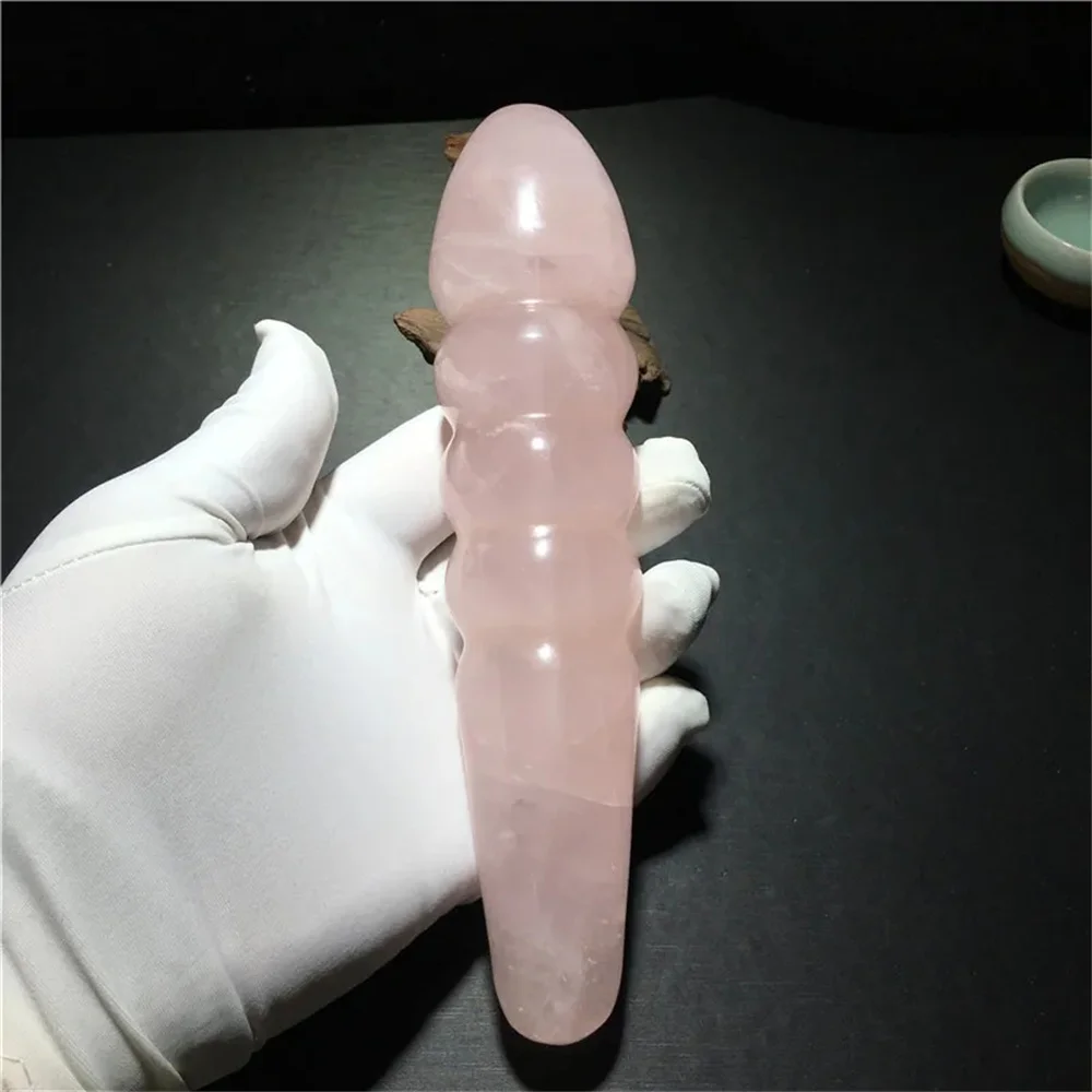 

17-20cmNatural Cherry Blossom Pink Quartz Massage Stick,Pink Crystal Stone Carved Massage, Healing Women's Health And Beauty Gem