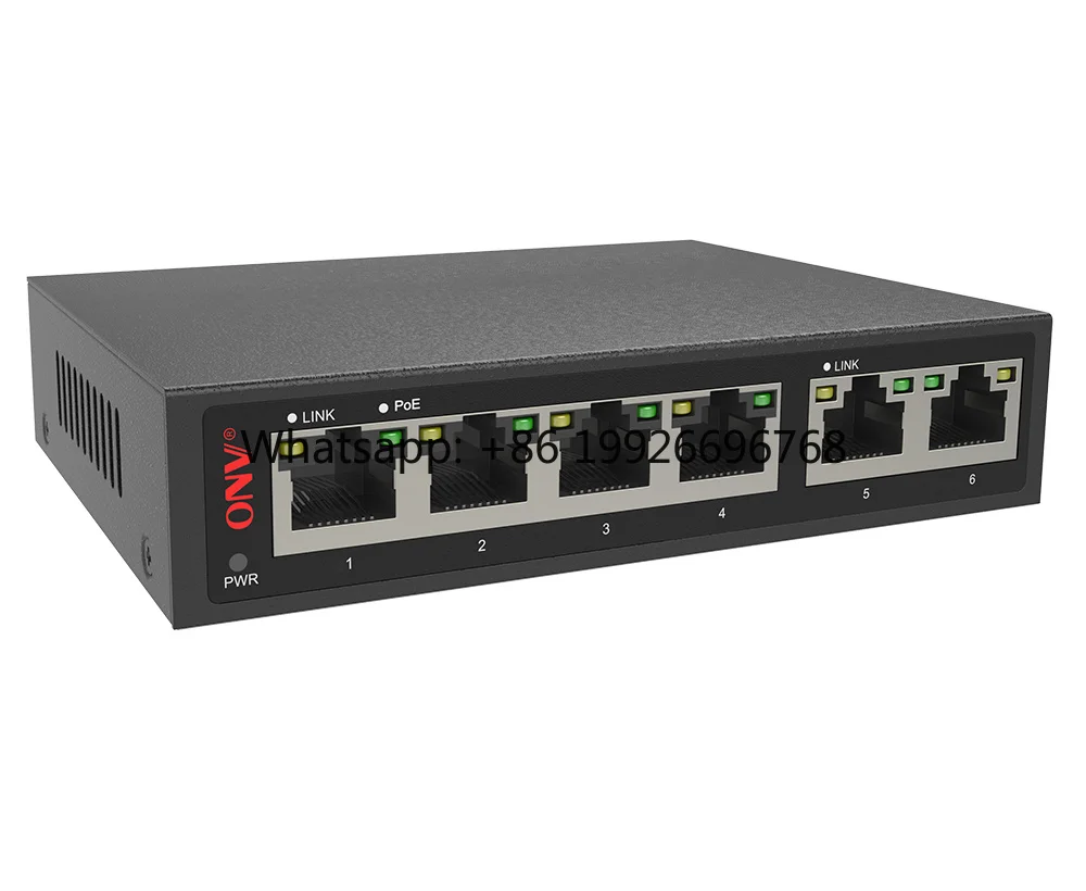 Unmanaged PoE Switch 4*10/100M RJ45 PoE Ports + 2*SFP Fiber Uplink Bt PoE for IP Camera System