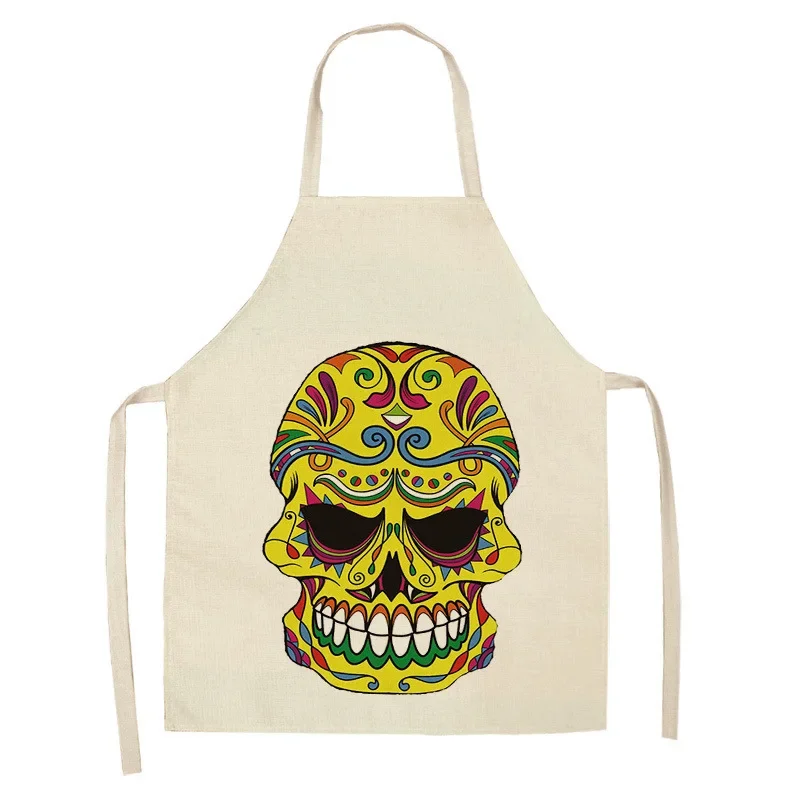 Rippled Skull Kitchen Aprons BBQ Bib Apron for Cooking Baking Restaurant Pinafore Home Christmas Decorations