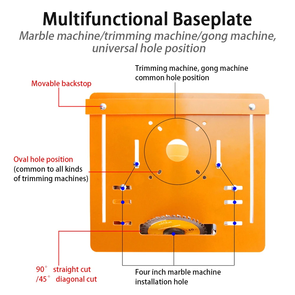 Cutting Machine Base Plate For Circular Saw Trimmer Machine 90° Flat 45° Oblique Cutting Wood Router Milling Flip Board Tool