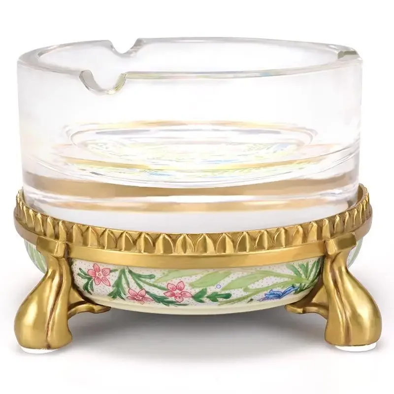 Cigar ashtray, European style, crystal inlaid copper handmade, large diameter ashtray CLG-21CAC5