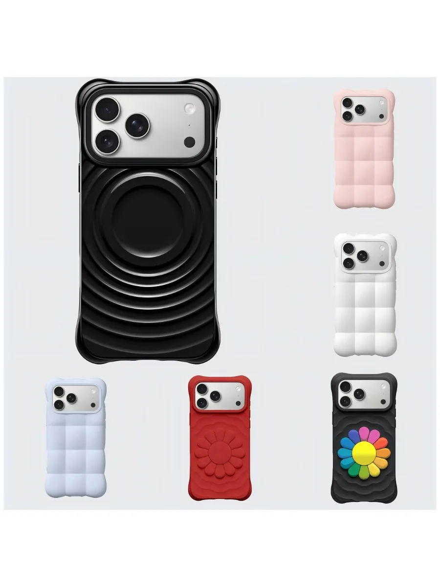 3D silikonowe etui magnetyczne z efektem fali do iPhone'a 15 16 17 18 Pro Max, etui do iPhone'a 18Pro — zdjęcie produktu 6