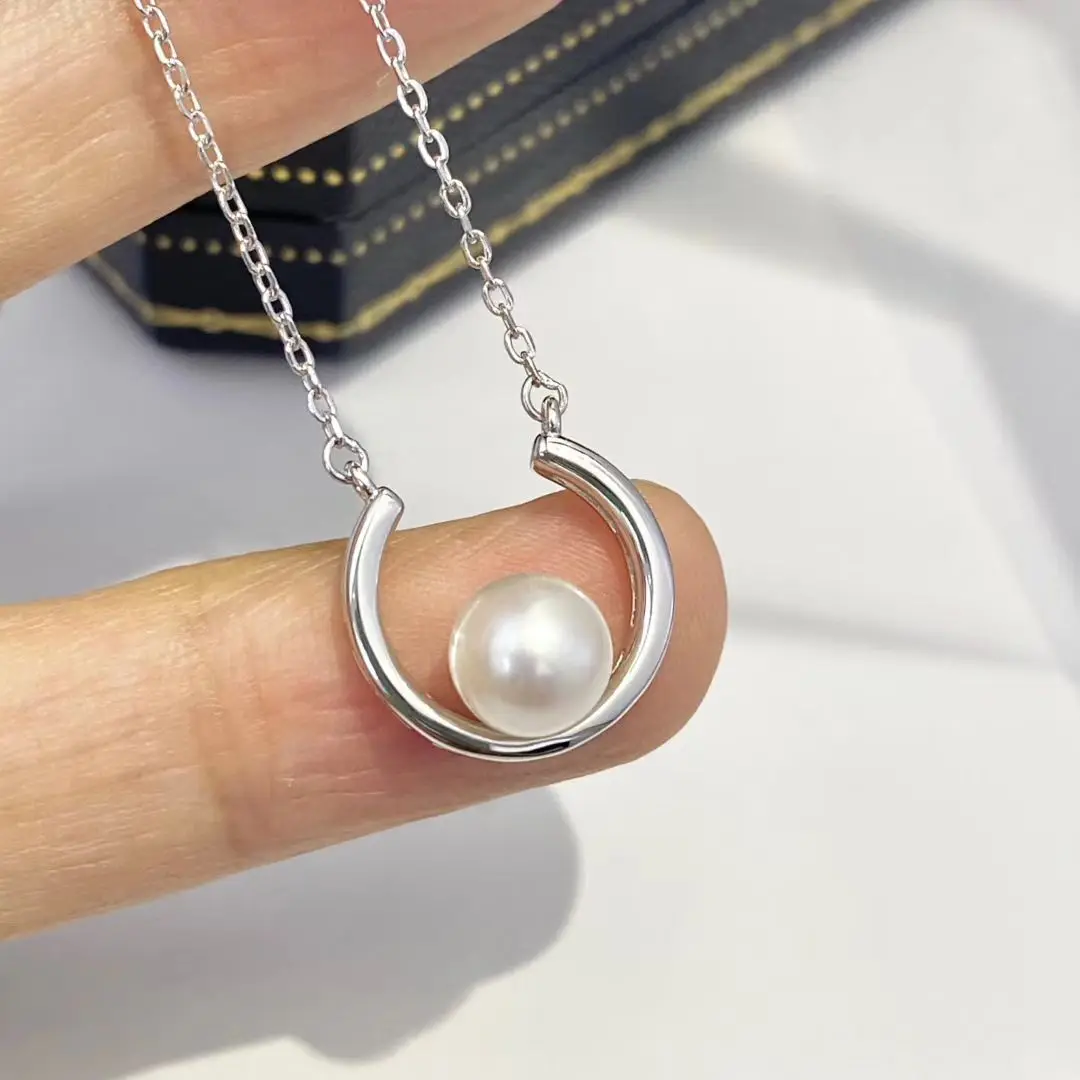 S925 Sterling Silver Necklace Findings Jewelry Base Settings Mountings Parts Mounts for 6-7mm Pearls Stones 5pcs/lot