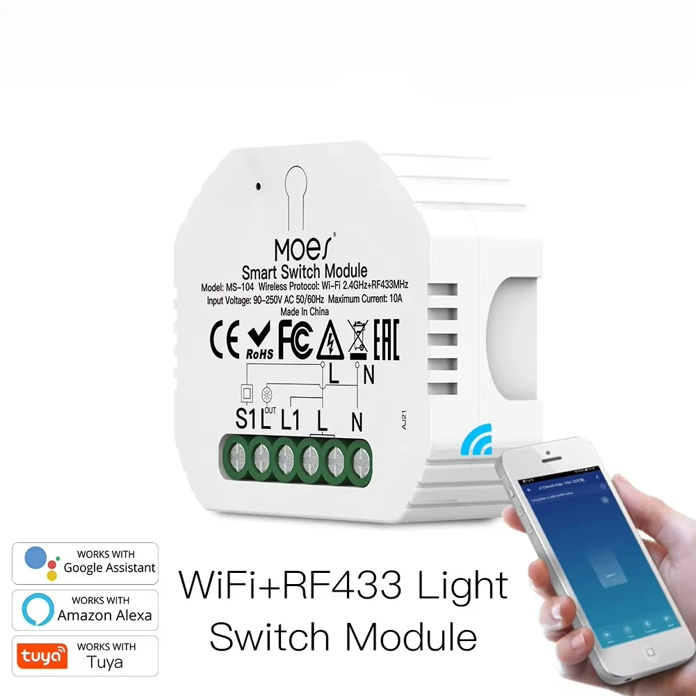 DIY Smart Switch Relay Module, Battery Monitoring, Smart Life App Remote Control 10A 16A Compatible with Alexa Google Home