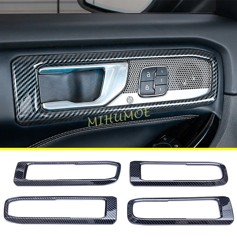 

For 2020-2024 Ford Explorer Carbon Fiber Interior Door Handle Frame Cover Surround Panle Trims Moulding