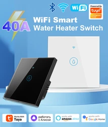 Tuya Smart Life Wifi+Bluetooth 40A Water Heater Boiler Touch Switch Timer Schedule Voice Control Alexa Google Home Yandex Alice