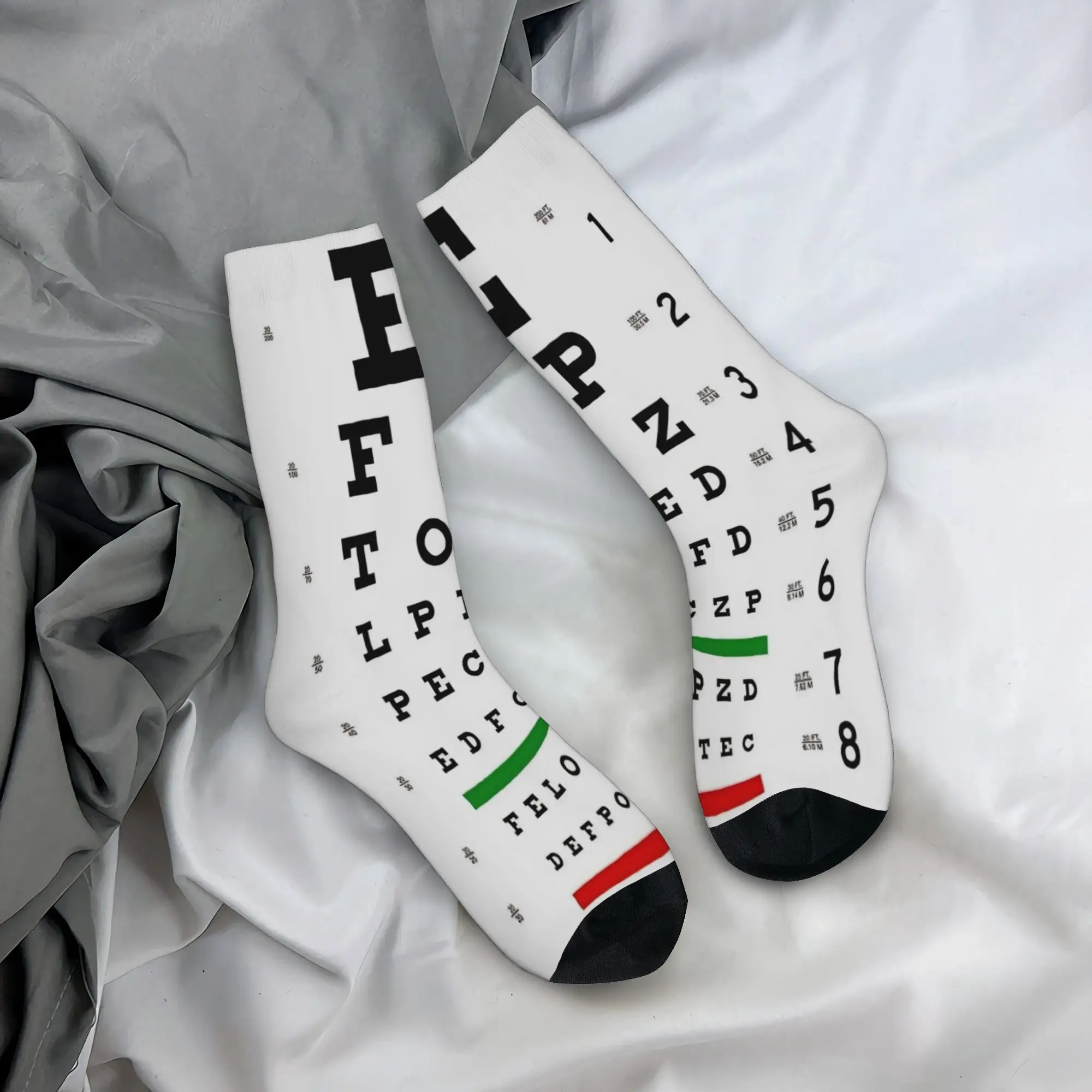 Men Women Eye Chart Socks Soft Funny Happy  Socks Hip Hop Merch Middle Tube Socks Suprise Gift Idea