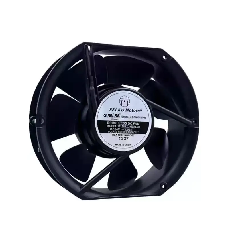 For PELKO Motors G1751X24BALB6 DC 24V 1.02A 17251 172x150x51mm 2-Wire Dual Ball Bearing Metal Welder Server Inverter Cooler Fans