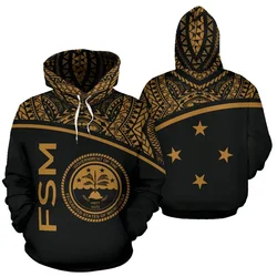 Vintage 3D The Federated States Of Micronesia Flag Printing Hoodies FSM Coat Of Arms Graphic Hooded Hoody Fashion Mens Clothing
