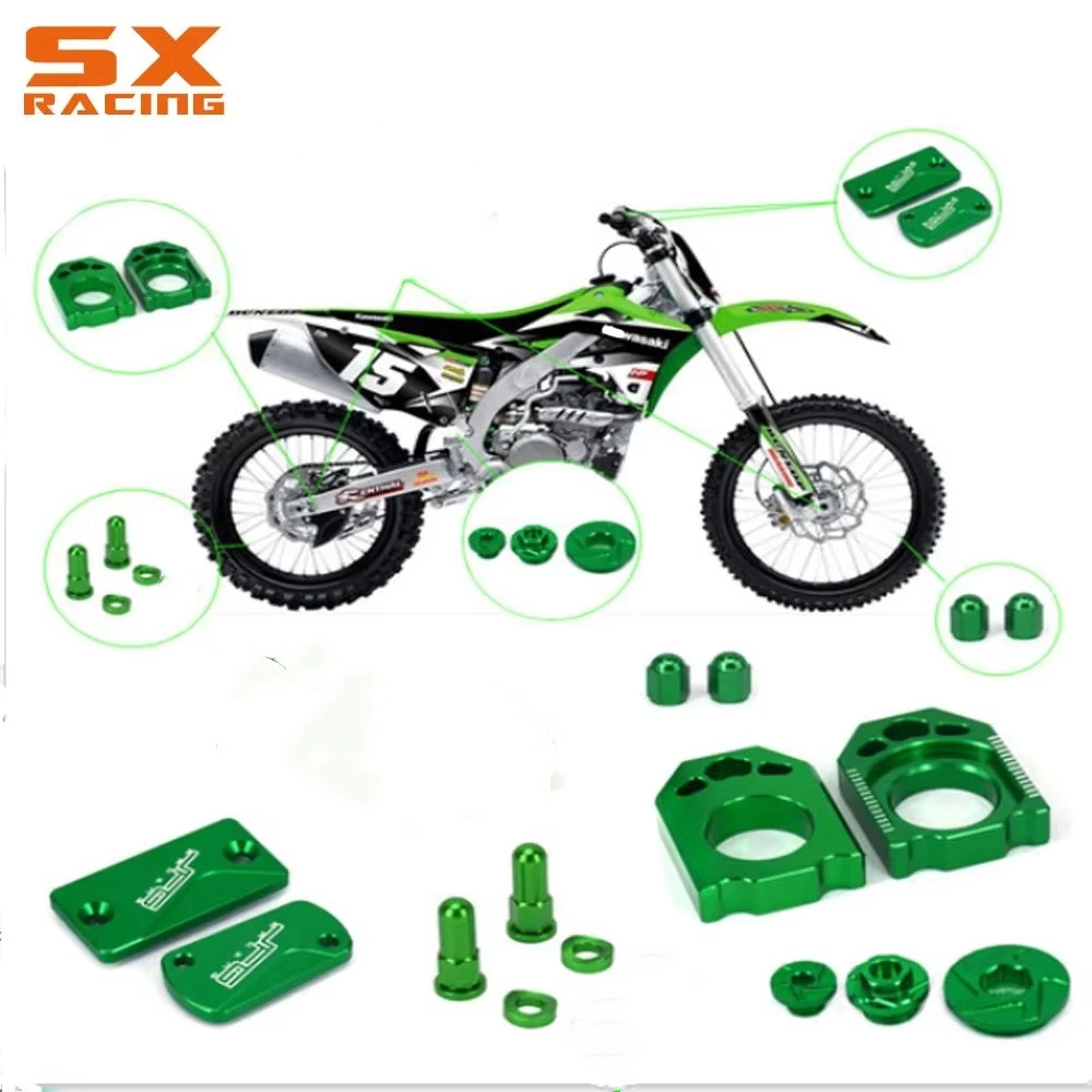 

Motorcycle Axle Block Brake Fluid Reservoir Cover Engine Timing Oli Plugs Set For Kawasaki KX250F 2001-2016 KX450F 2009-2016