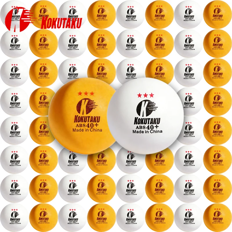 KOKUTAKU Table Tennis Balls 3 Star 40+ ABS New Material Ping Pong Balls with Seam Training High Elasticity Table Tennis Ball