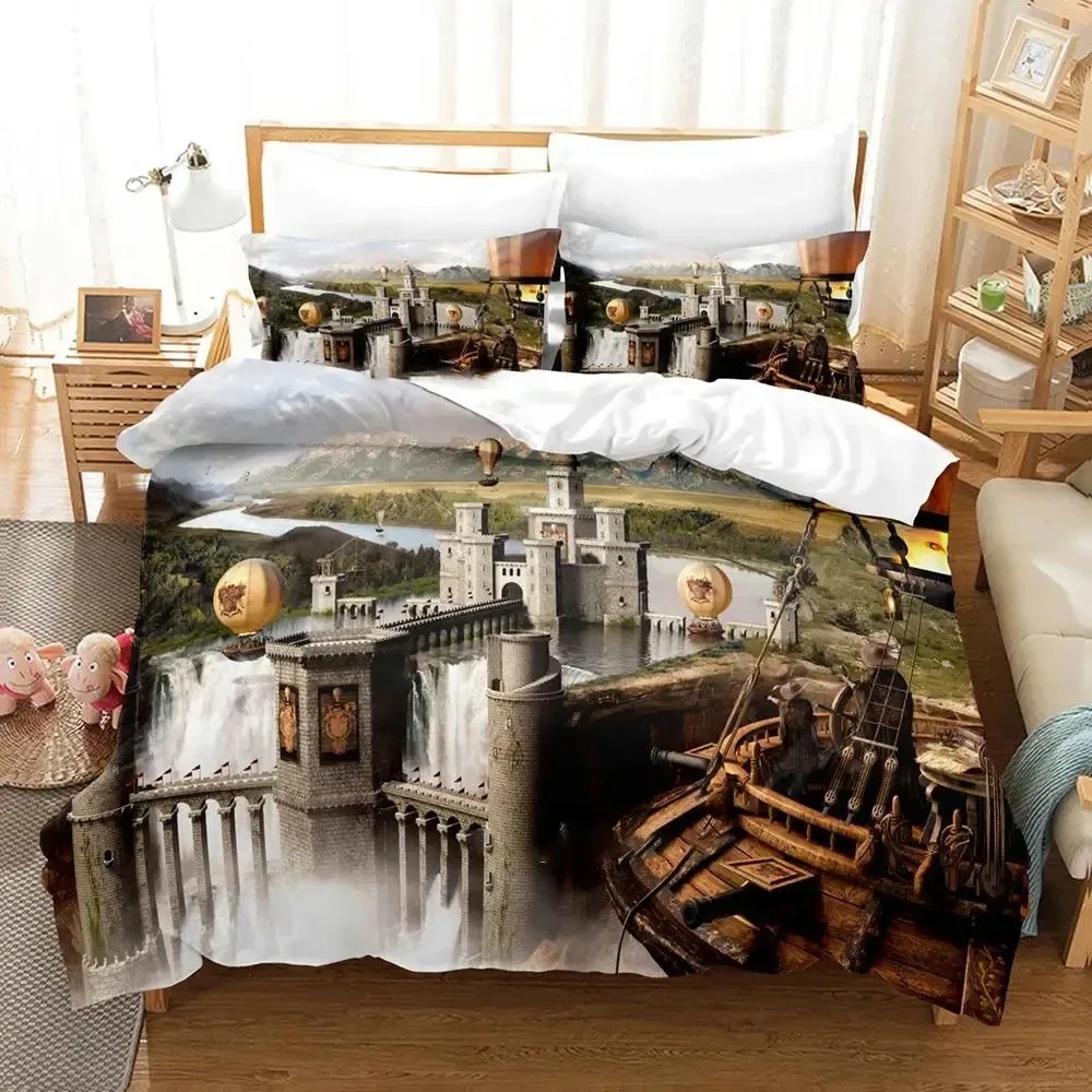 Science Fiction Enchanted Castle Bedding Set Boys Girls Twin Queen Size Duvet Cover Pillowcase Bed Kids Adult Home Textileextile