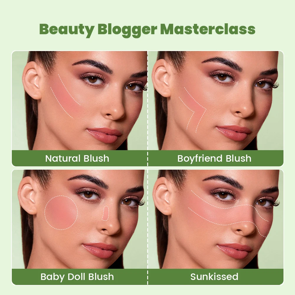 Pudaier 6 ألوان أحمر خدود سائل وهايلايتر - مكياج خد مقاوم للماء يدوم طويلاً، لوحة أحمر خدود متوهجة طبيعية للوجه