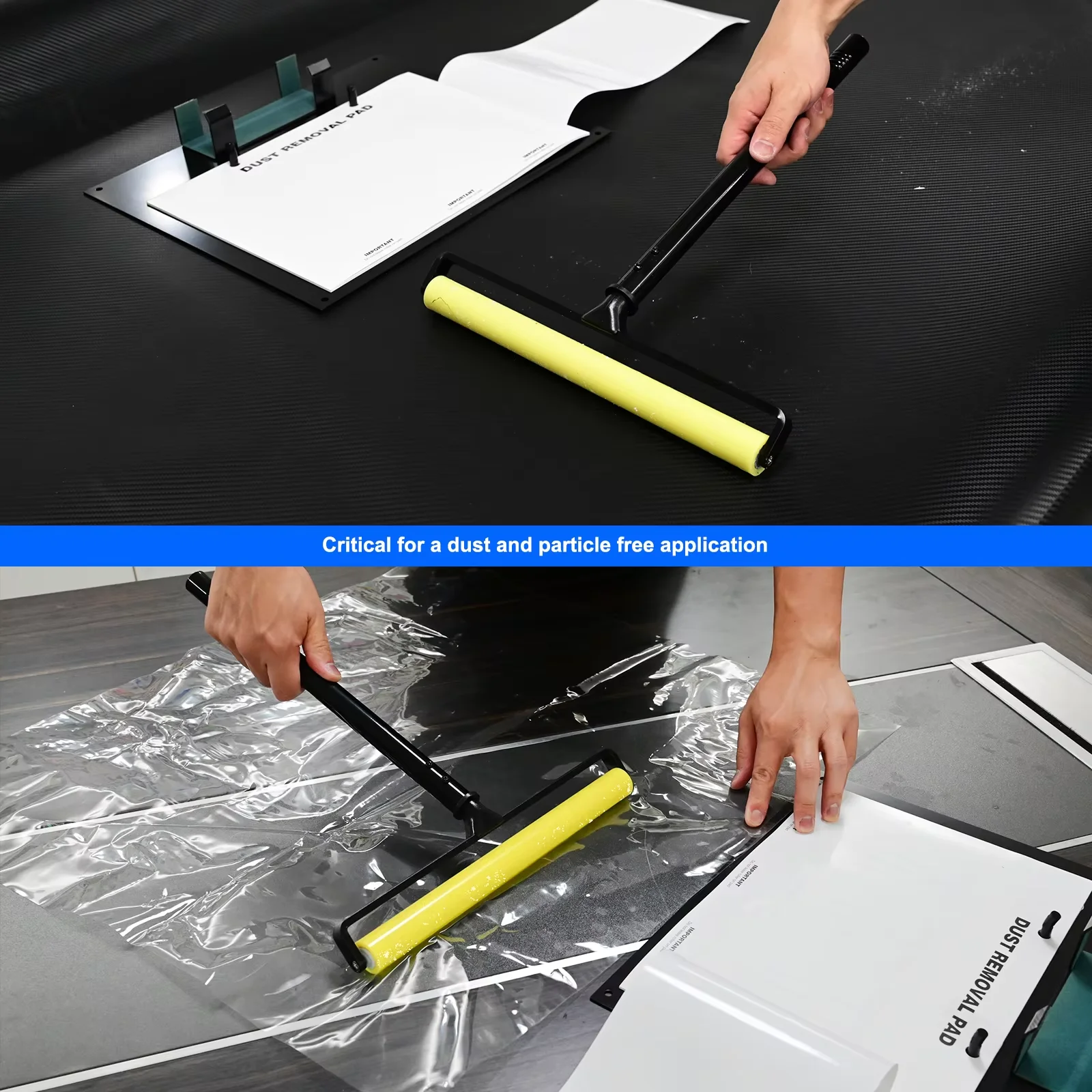 EHDIS Sticky Mural Pressure Rolling Wheel With Cleaning Tacky Pads Car Film Wrapping Wallpaper Installation Rolling Tool