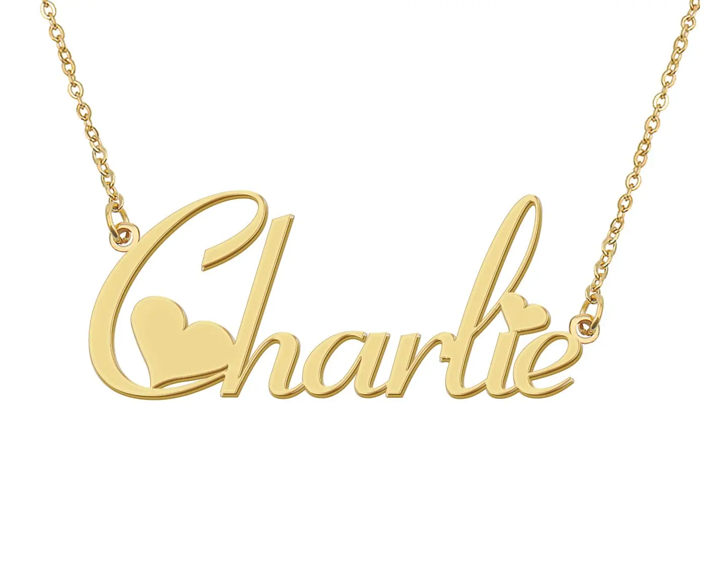 

Charlie Name Necklace Golden Stainless Steel Nameplate Pendant for Women Girls Friends Birthday Wedding Christmas Mother Gift