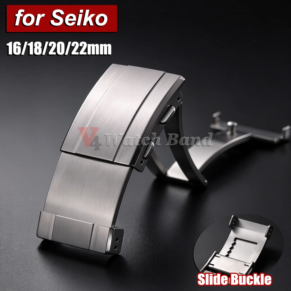 Luxury Stainless Steel Watch Buckle 16mm 18mm 20mm 22mm Adjustable Stretch Watches Button Double Folding Strap Clasp Accessory