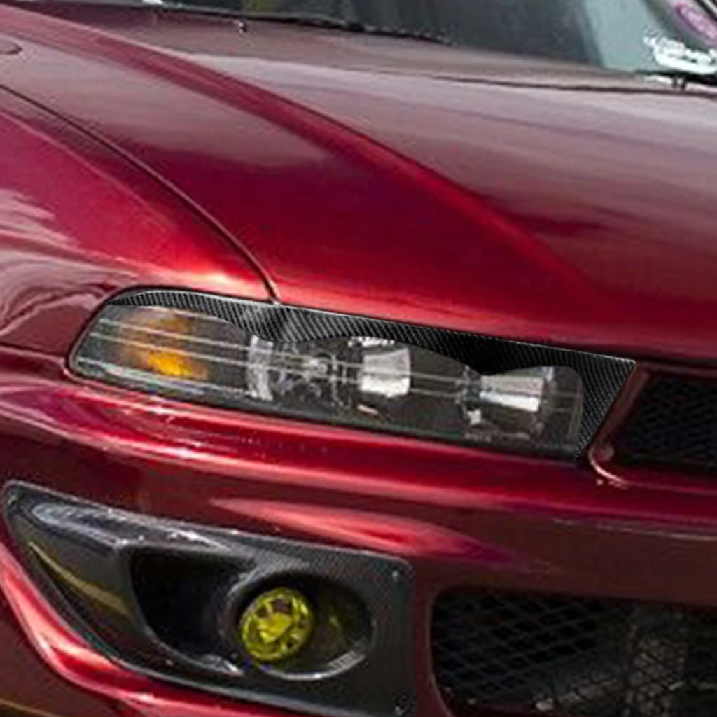 Carbon Fiber Car Front Headlight Eyebrow Eyelids Stickers For Mitsubishi Galant 1997 1998 1999 2000 2001 2002