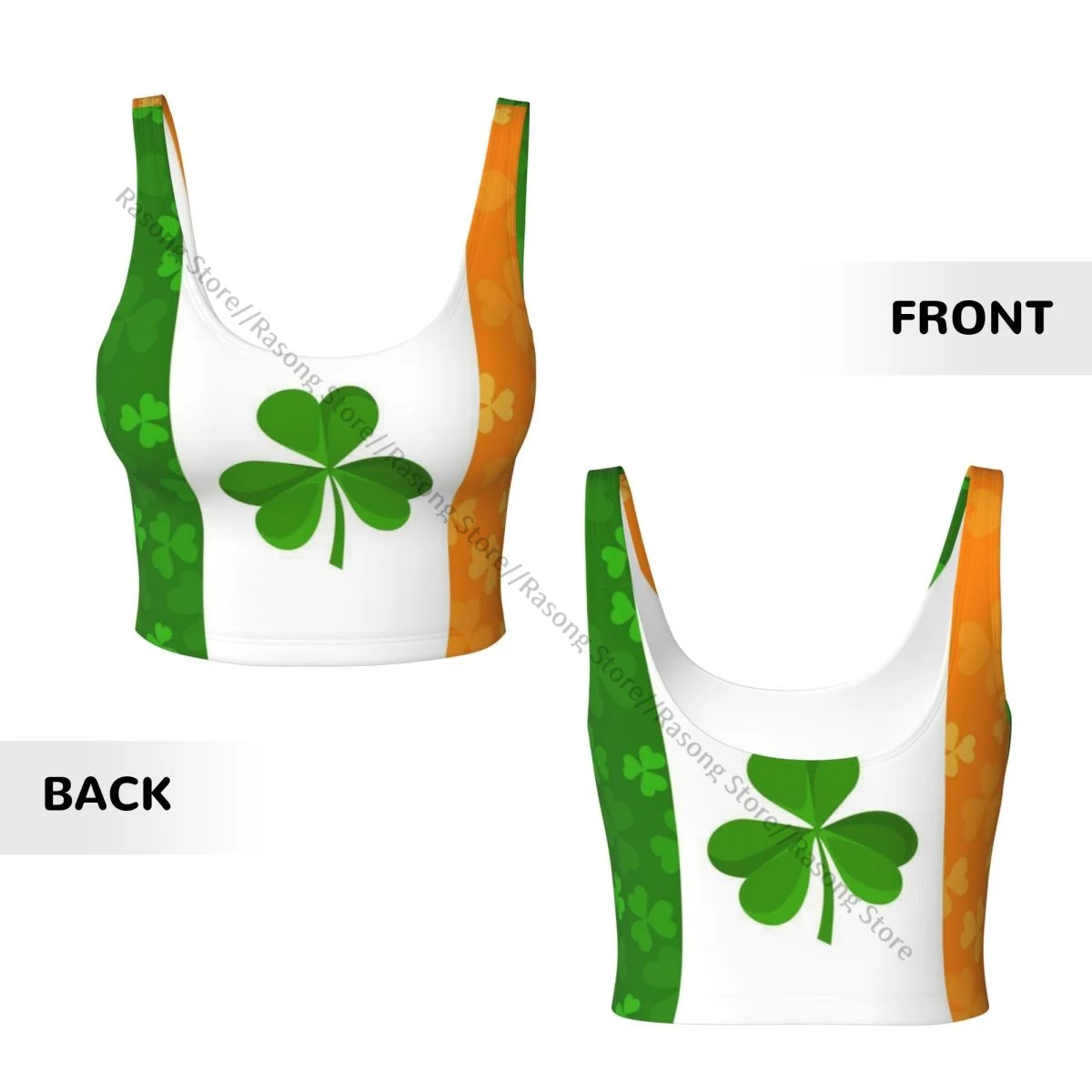 Biustonosz sportowy damski do biegania, odzież do jogi, top, irlandzka flaga, zbierający biust, kamizelka fitness