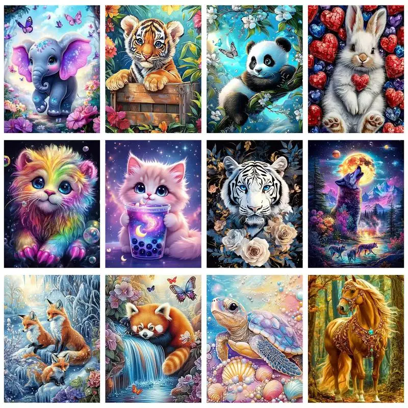 

CHENISTORY Painting By Numbers Cute Animals DIY Room Wall Art Pictures By Number For Adults Home Decoration