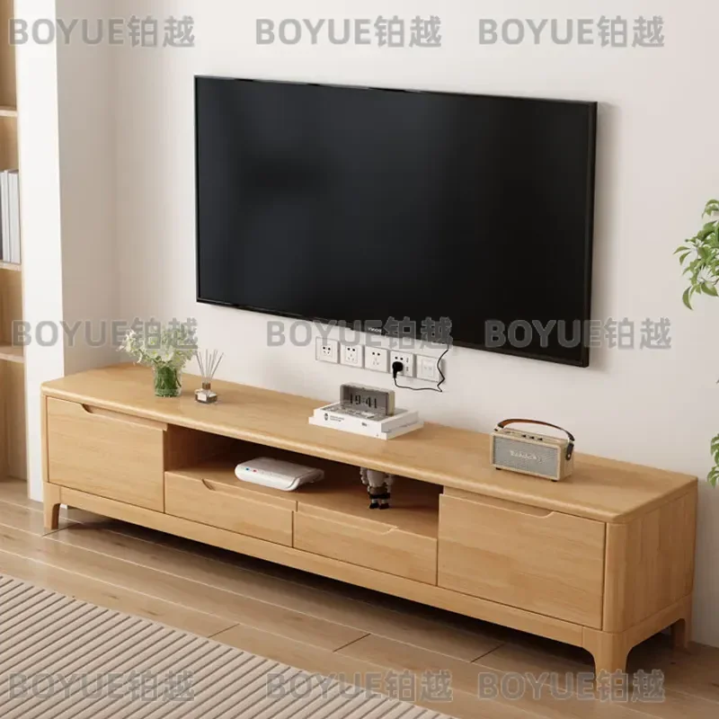 for New All Solid Wood TV Cabinet Nordic Style Narrow Living Room Home Simple Floor to Ceiling Chinese Color TV Stand
