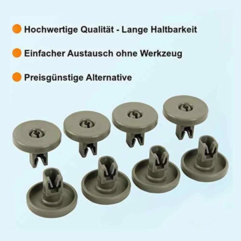 Plastic Dishwasher Wheels for mini Assembly 8 pcs/set Kitchen appliances For Zanuss Spare Convenient Plastic Dishwasher