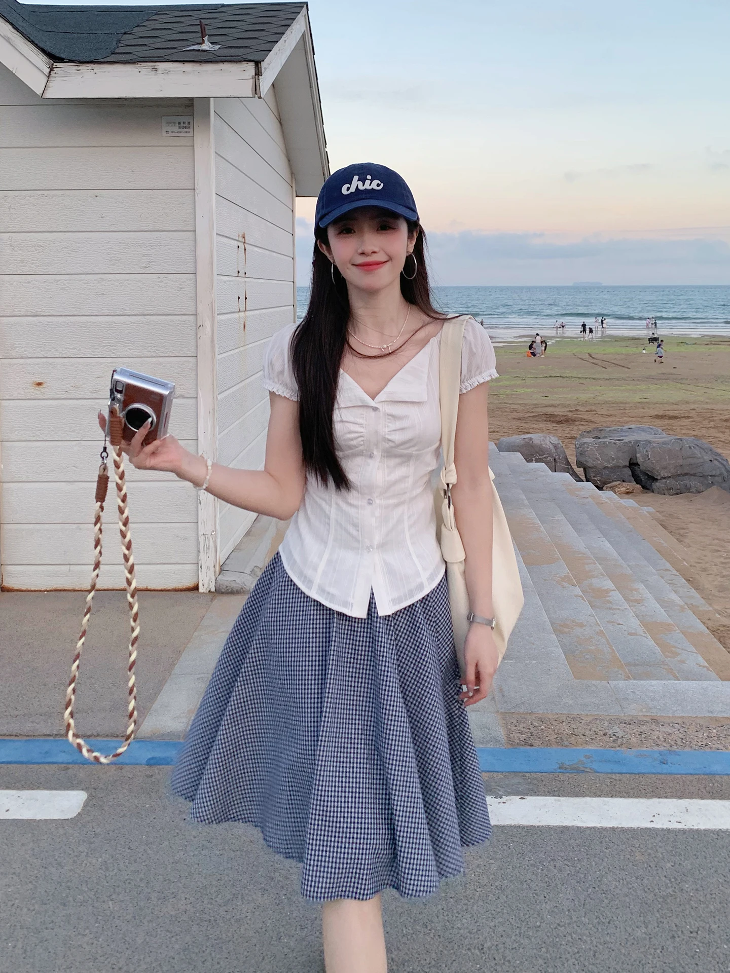 

Рубашка Even-wen Thousand Island Journey в корейском стиле, из 100% хлопка, приталенная, белая, с эффектом утяжки на талии