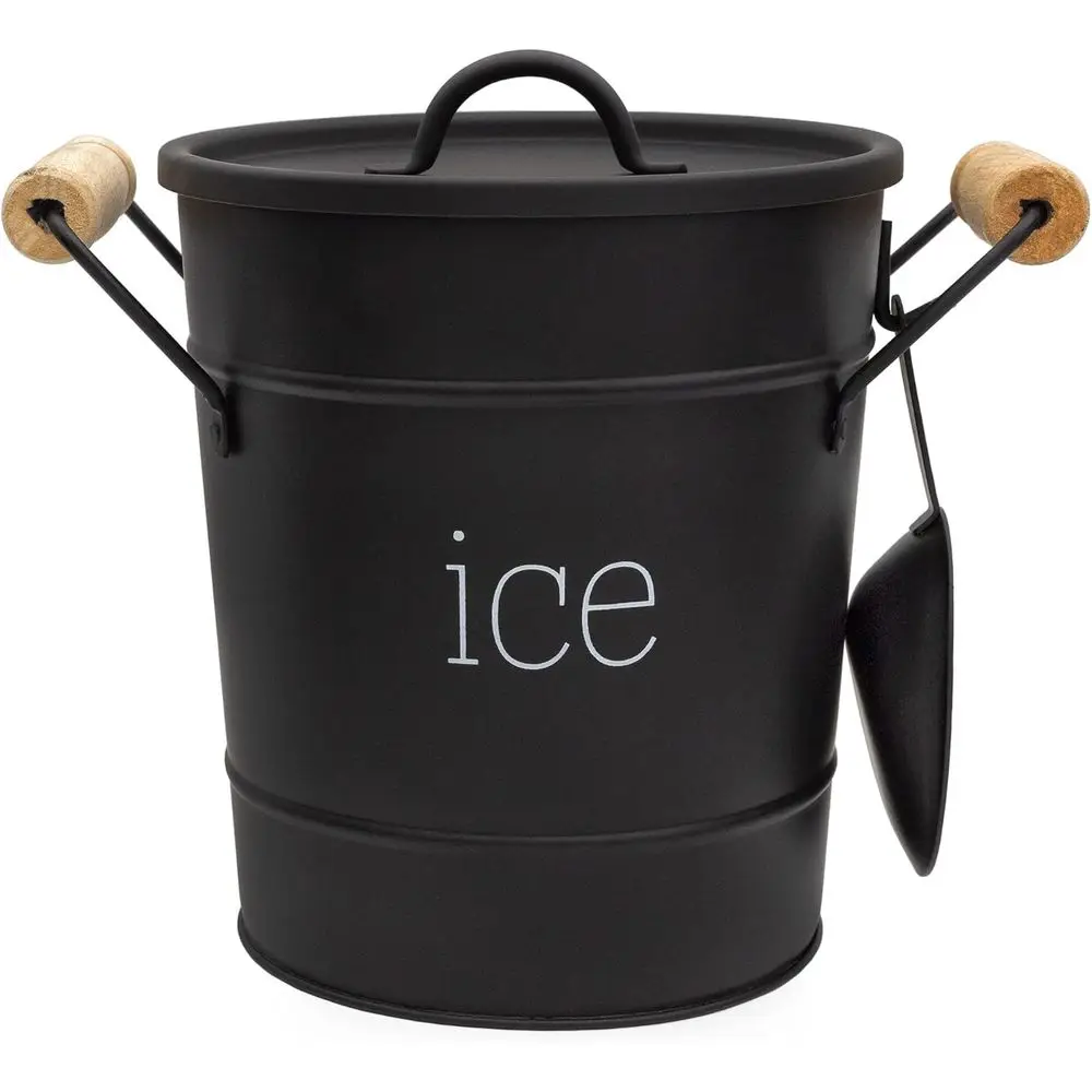 

AuldHome Design Armhouse Ведро для эмалированной посуды (черный); Изолированный металлический сервер для льда в стиле ретро