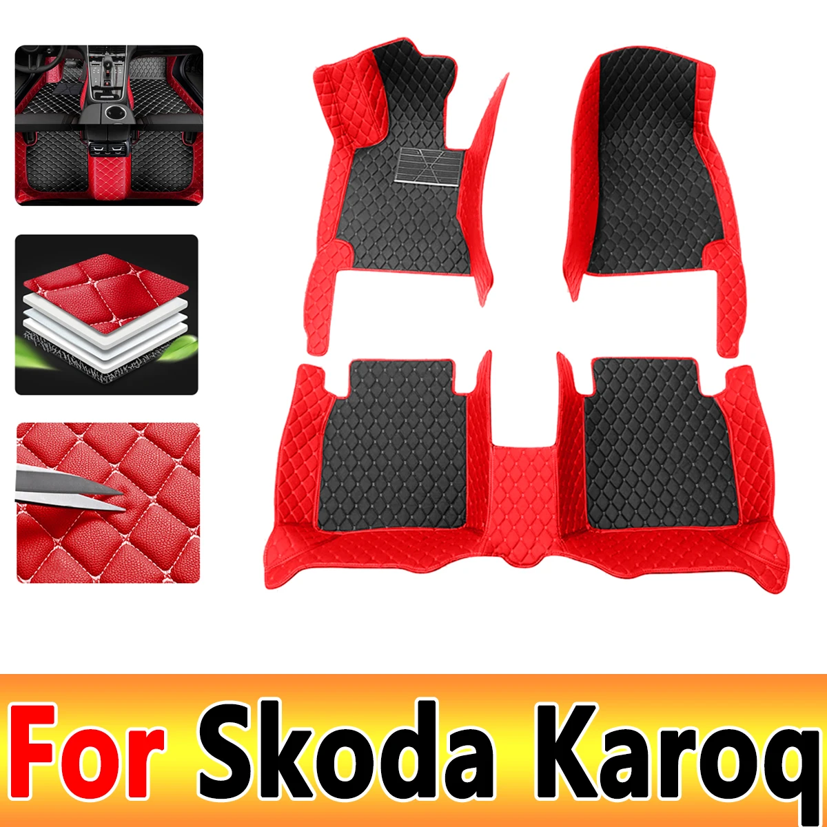 

Car Mats For Skoda Karoq NU7 2017~2022 Leather Floor Mat Auto Carpets Set Rugs Pad Interior Parts Car Accessories 2018 2019 2020