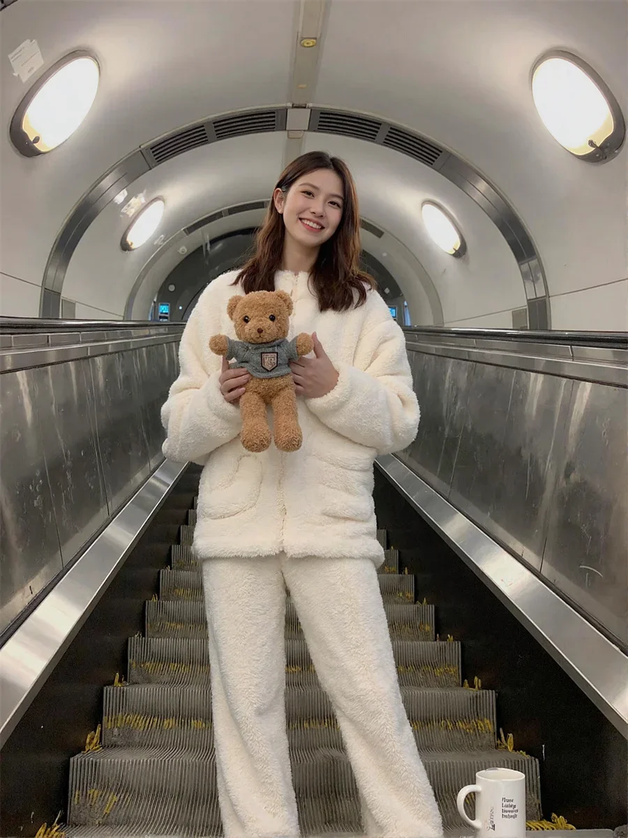 

Pajama Sets Women Impeccable Craftsmanship Soft Modal Long Sleeve V-Neck Top Elastic Waist Wide-Leg Pants Exquisite Sleepwear