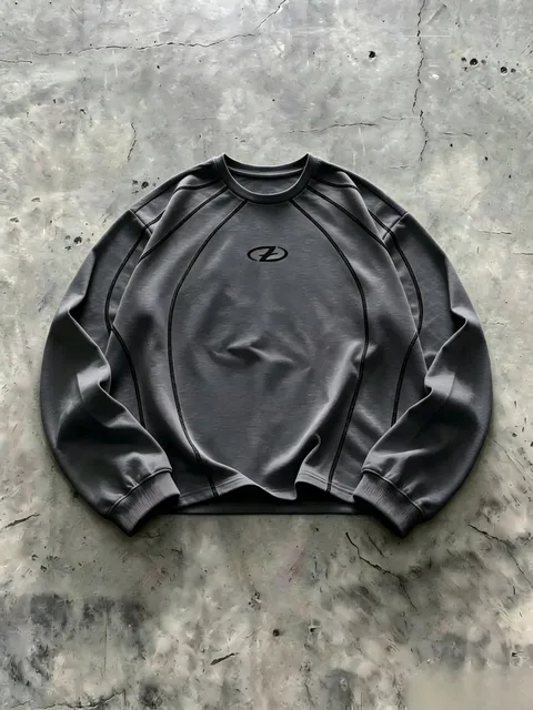 American Men's Autumn Letter Stripe Print micro Elastic Comfortable Round Neck Long Sleeved T-Shirt Outdoor Casual Sports Top 5