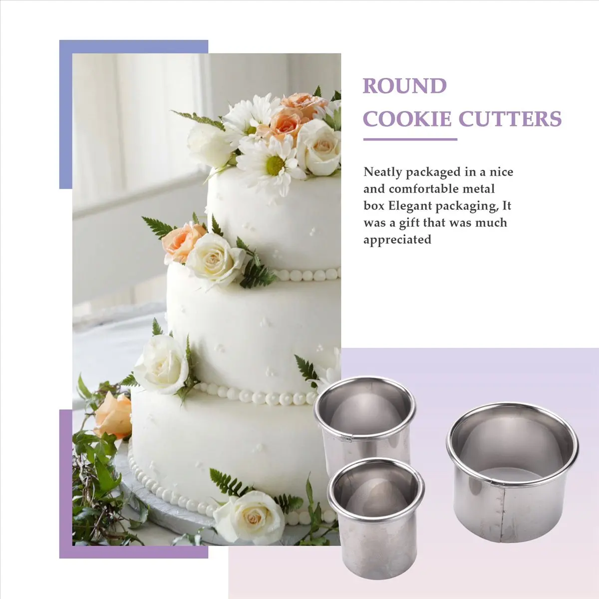 New Cookie Biscuit Cutter Set, Round Stainless Steel Pastry Rings 12 Pieces with Round Box for Donut Pastries Fondant Cake