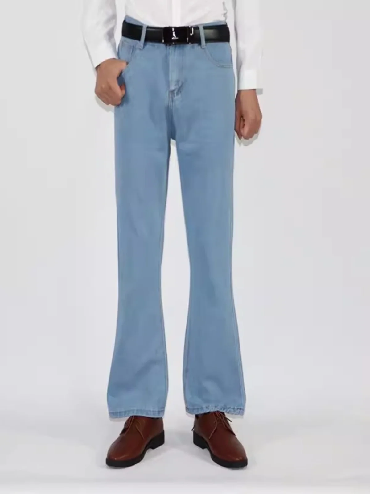 

Свободные широкие мужские джинсы, брюки прямого кроя, повседневные свободные джинсовые брюки с манжетами, весна-осень, новые удобные джинсы