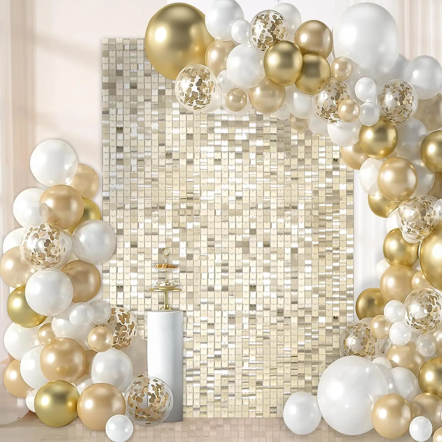 Shimmer Wall Backdrop - 18pcs Decorations Panel | Wedding, Birthday, Engagement & Bridal Shower Party Decor Panel (Light Gold)