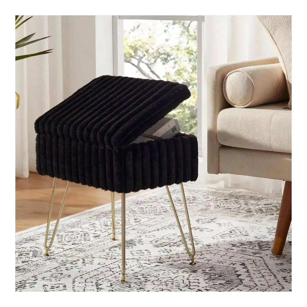 

makeup vanity chair bedroom furniture stool chairStool Chair With Storage, Faux Fur Stools Vanity Makeup, Foot Stool Ottoman Wit