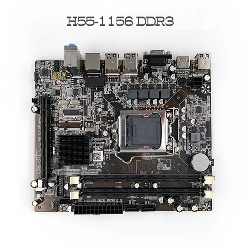 H55 Motherboard LGA1156 Supports I3 530 I5 760 Series CPU DDR3 Memory Motherboard+I3 530 CPU+SATA Cable+Switch Cable