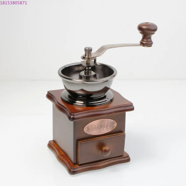 Bean grinder, hand-crank bean grinder, solid wood coffee, ceramic core