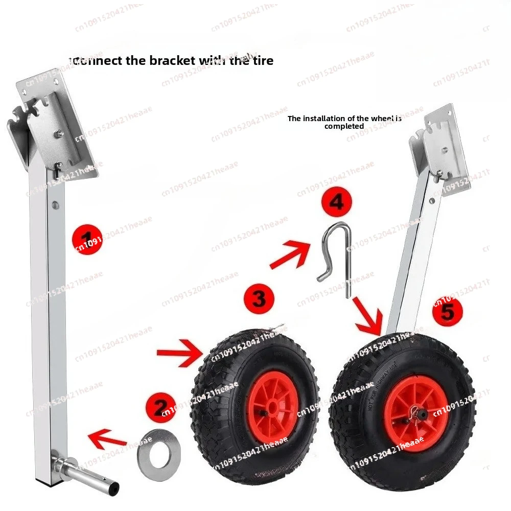 Assault Boat Trailer Below 3 Meters Marine Fishing Rubber  Inflatable Boat Stern Wheel Simple Small Trailer Without Bearings