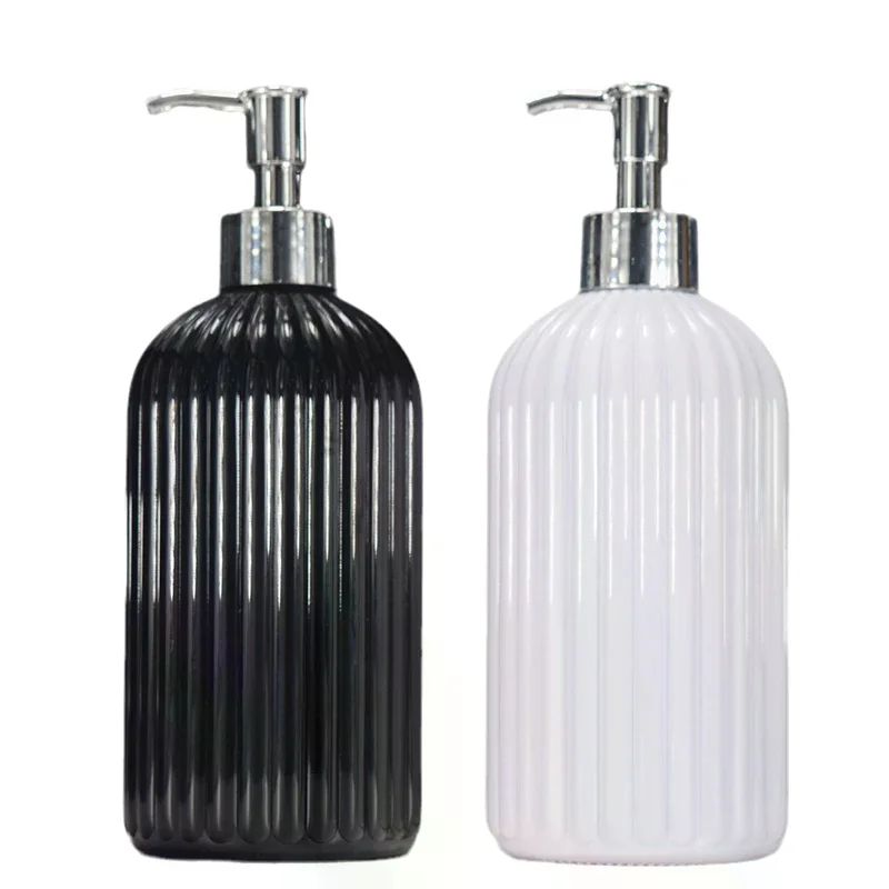 500ml Striped Soap Dispenser Bathroom Shower Wash Shampoo Bottle Refillable Kitchen Dish And Hands Soap Container