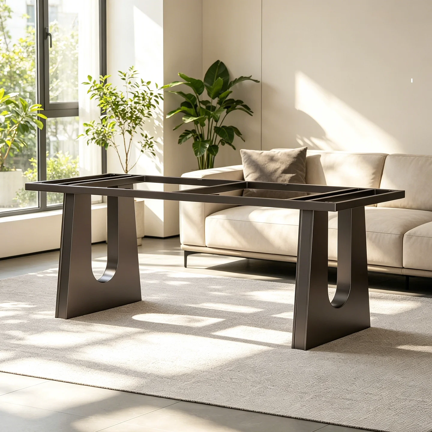 Light luxury and convenient restaurant wrought iron table foot removableoffice hotel square table foot bracket
