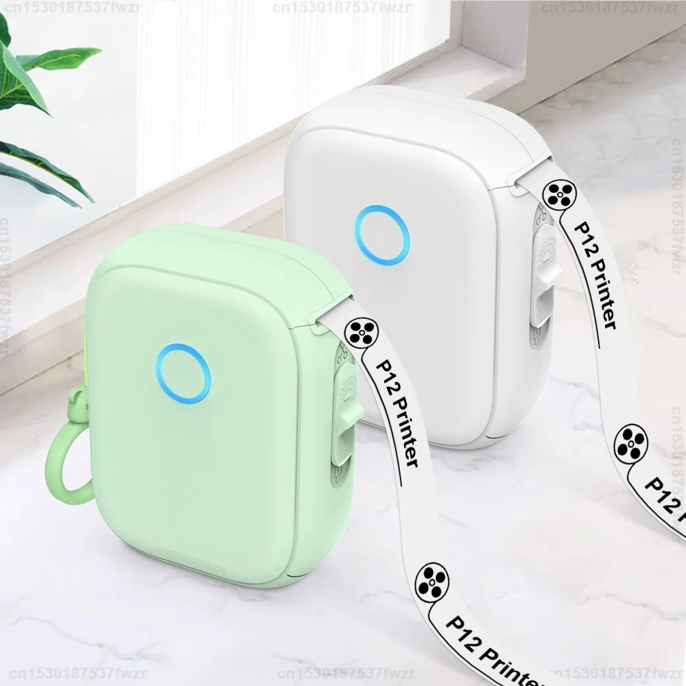 طابعة صغيرة محمولة P12 طابعة ملصقات سماعة لاسلكية تعمل بالبلوتوث آلة لصق الملصقات لتقوم بها بنفسك طابعة لاصقة مستمرة ذاتية اللصق