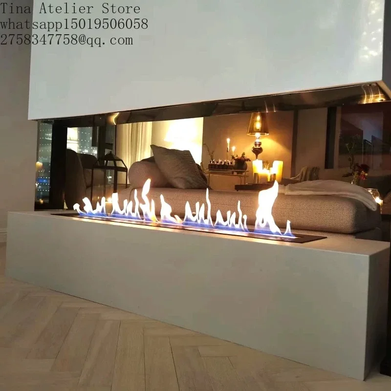 PANSEE Intelligent Ethanol Fireplace with Remote Control Modern Steel Design for Indoor Use in Apartments Hotels 5-Year Warranty