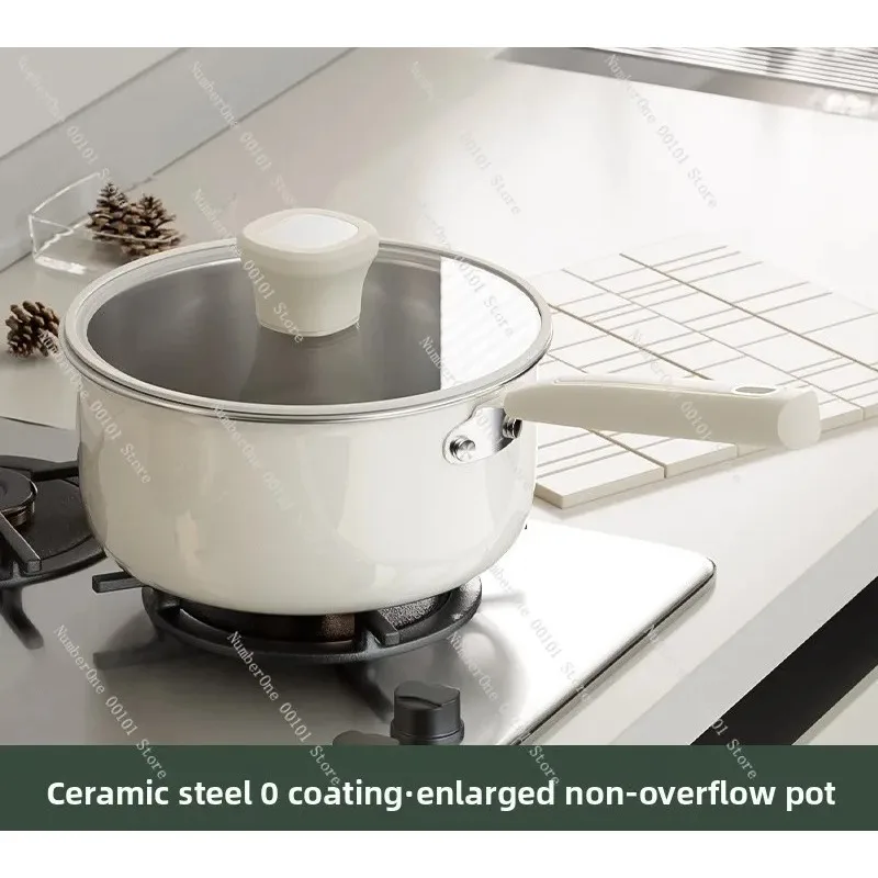 Food Grade Stainless Steel Pot Non Coating Ceramic Integrated Frying Soup Pot for Baby Food Single Serving