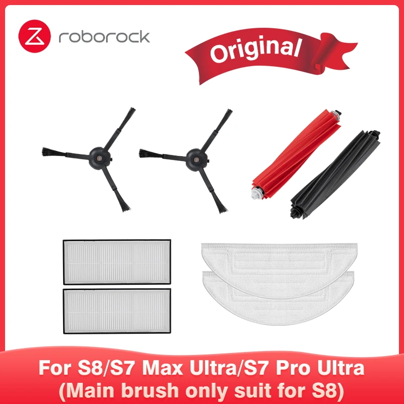 roborock S8 S7 Pro Ultra/S7 Max Ultra original Accessories of Washable Filter Double Main Brush Mop Cloth Side Brush Spare Parts